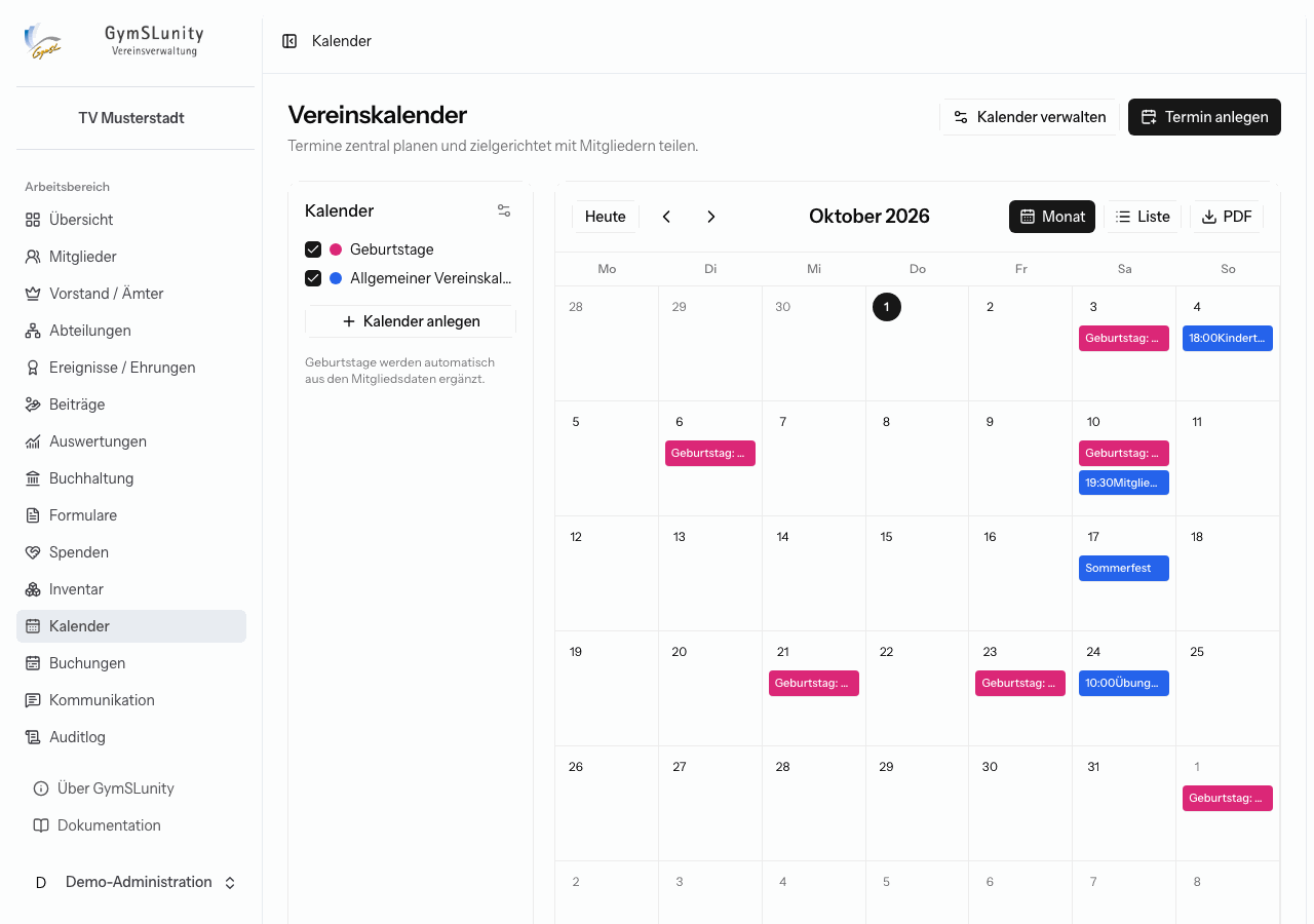 Vereinskalender