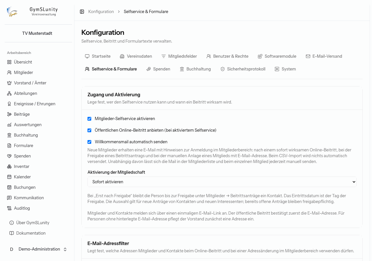 Selfservice und Formulare