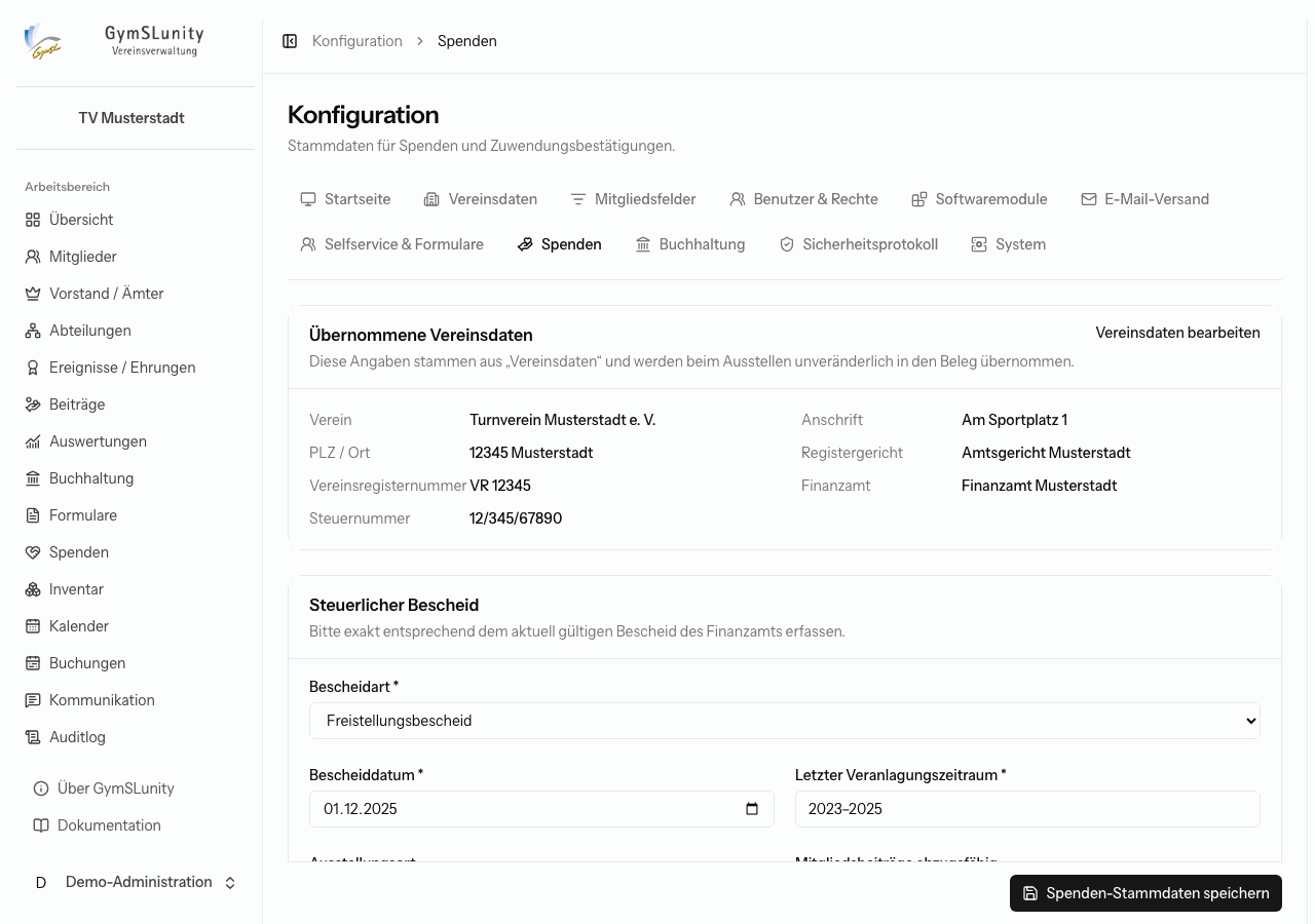 Spendenkonfiguration