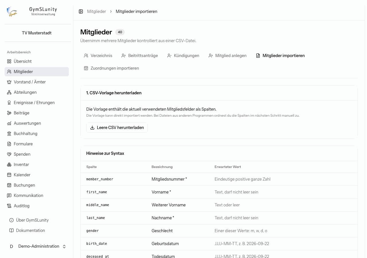 Mitglieder importieren