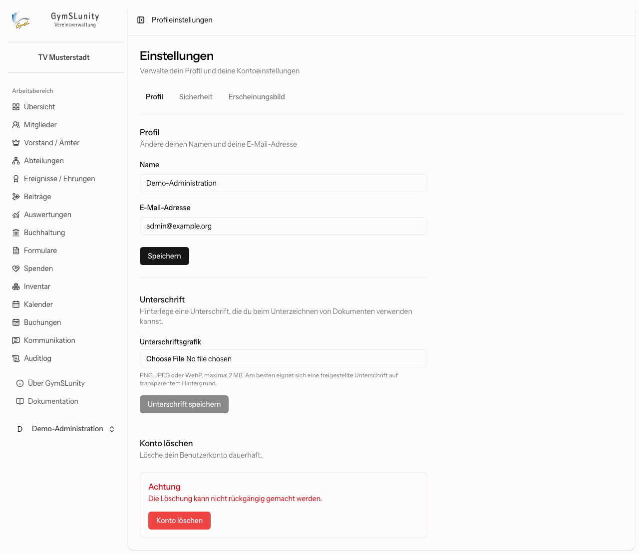 Profileinstellungen