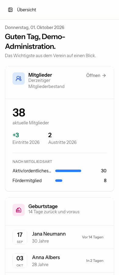 Übersicht auf dem Smartphone