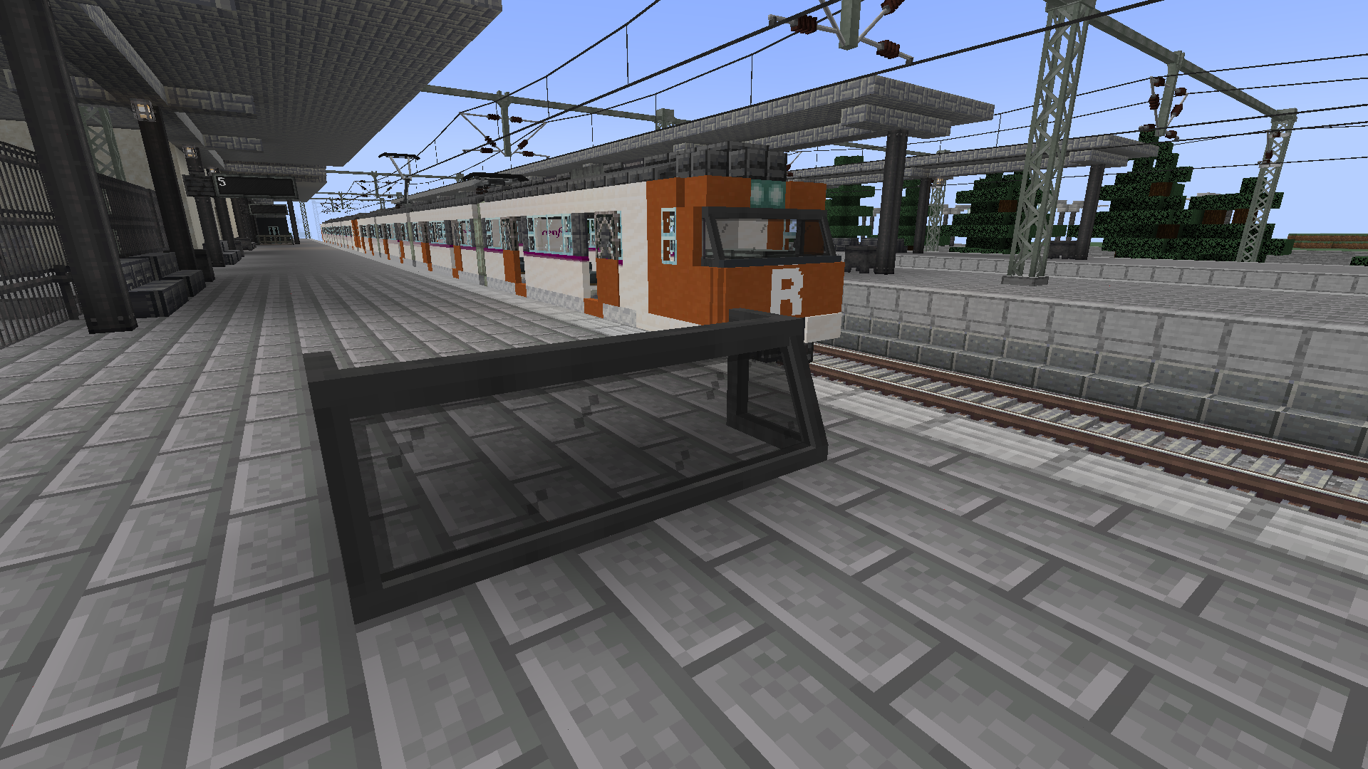 Train with windshield