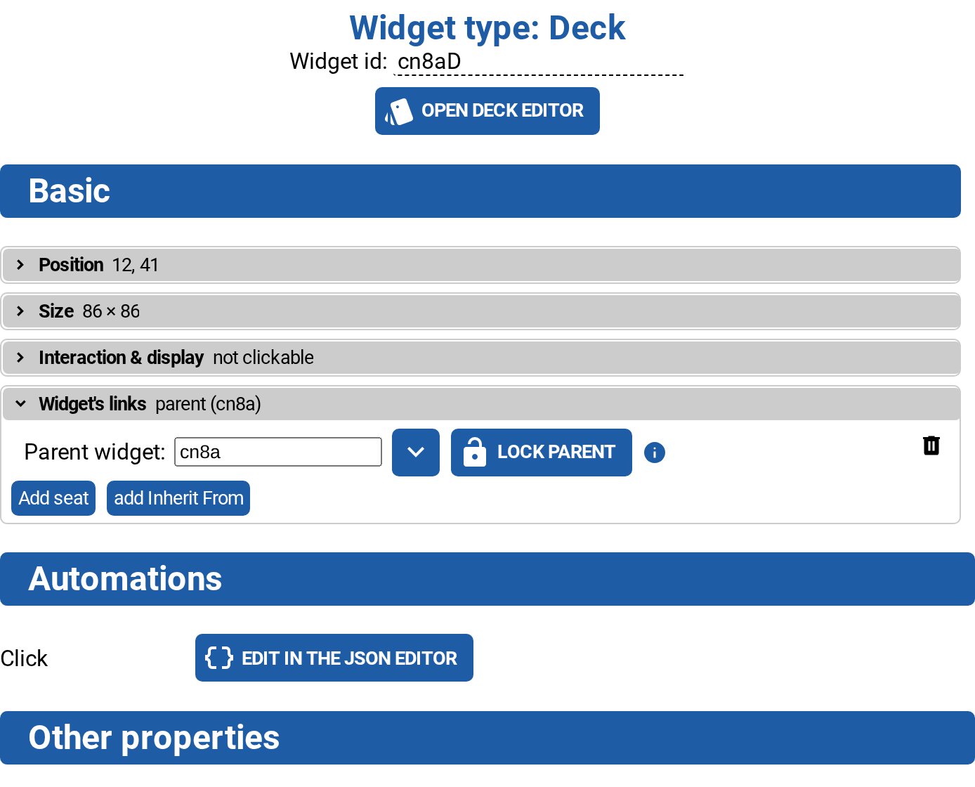 A selected deck