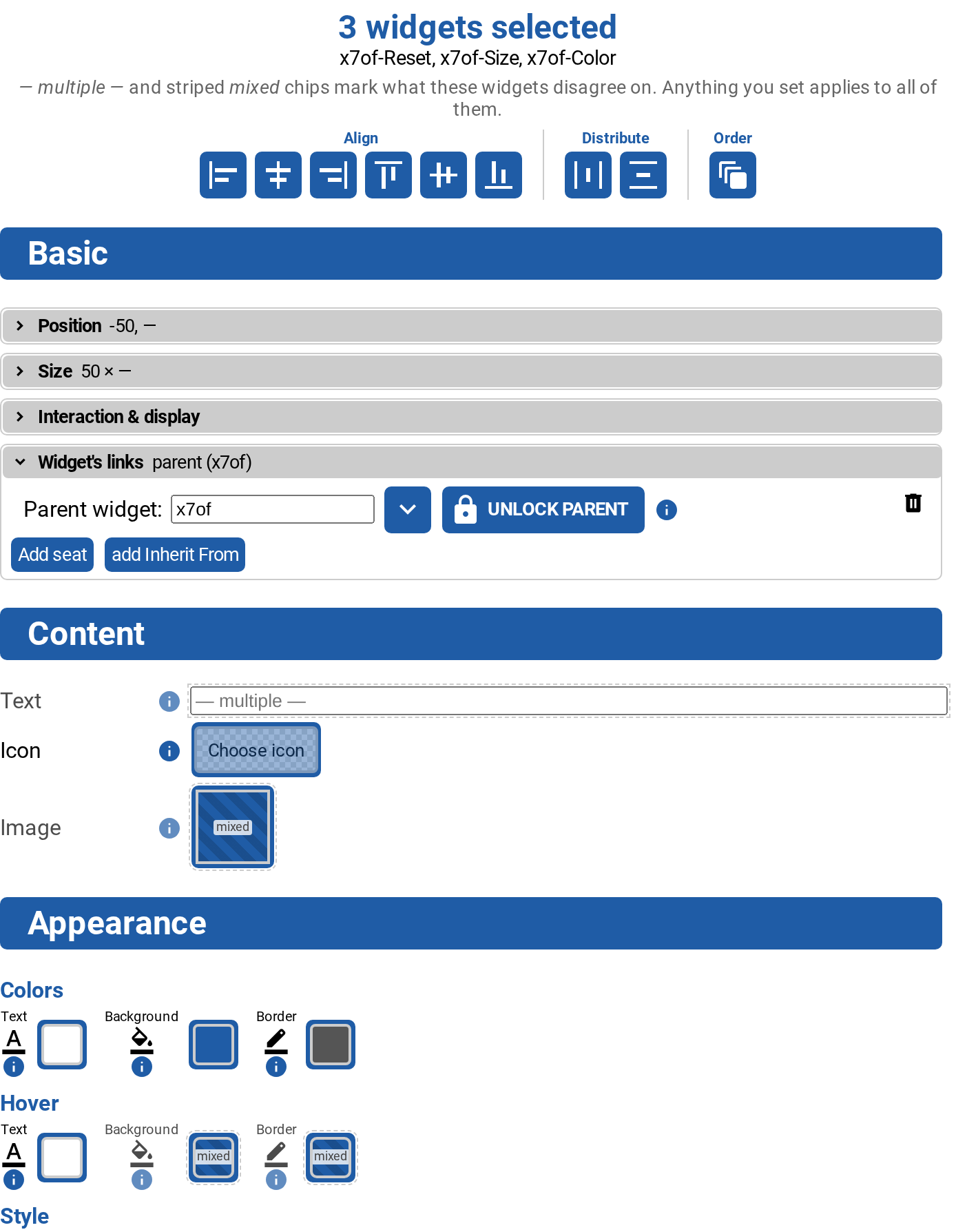 Editing three widgets at once