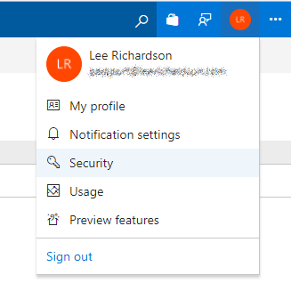 vsts menu top right screenshot