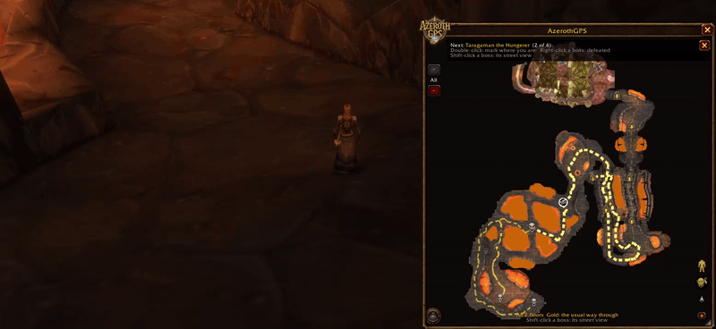 Shift-click a boss on a dungeon's map for his street view