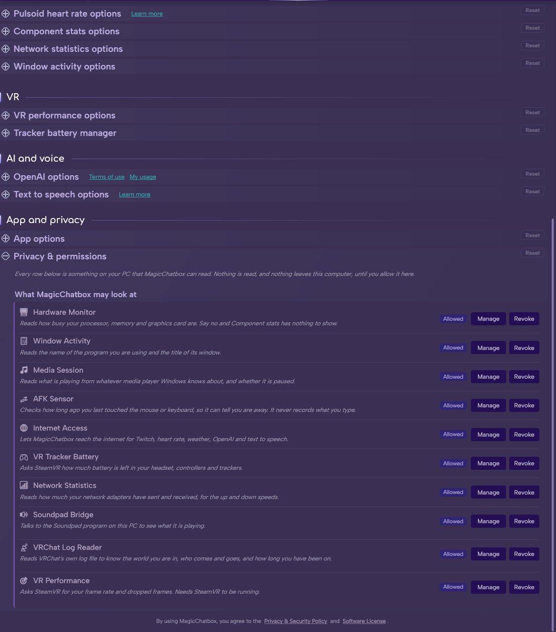 The Privacy & permissions section