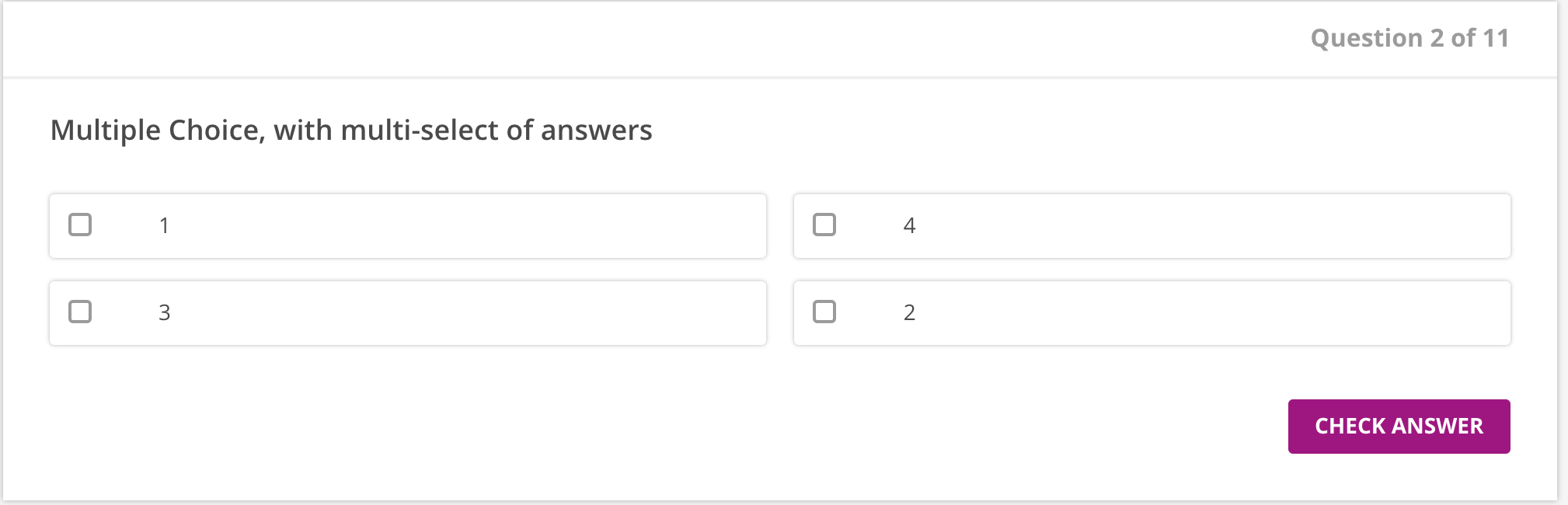 Simple multiple choice question with multiple selectable choices