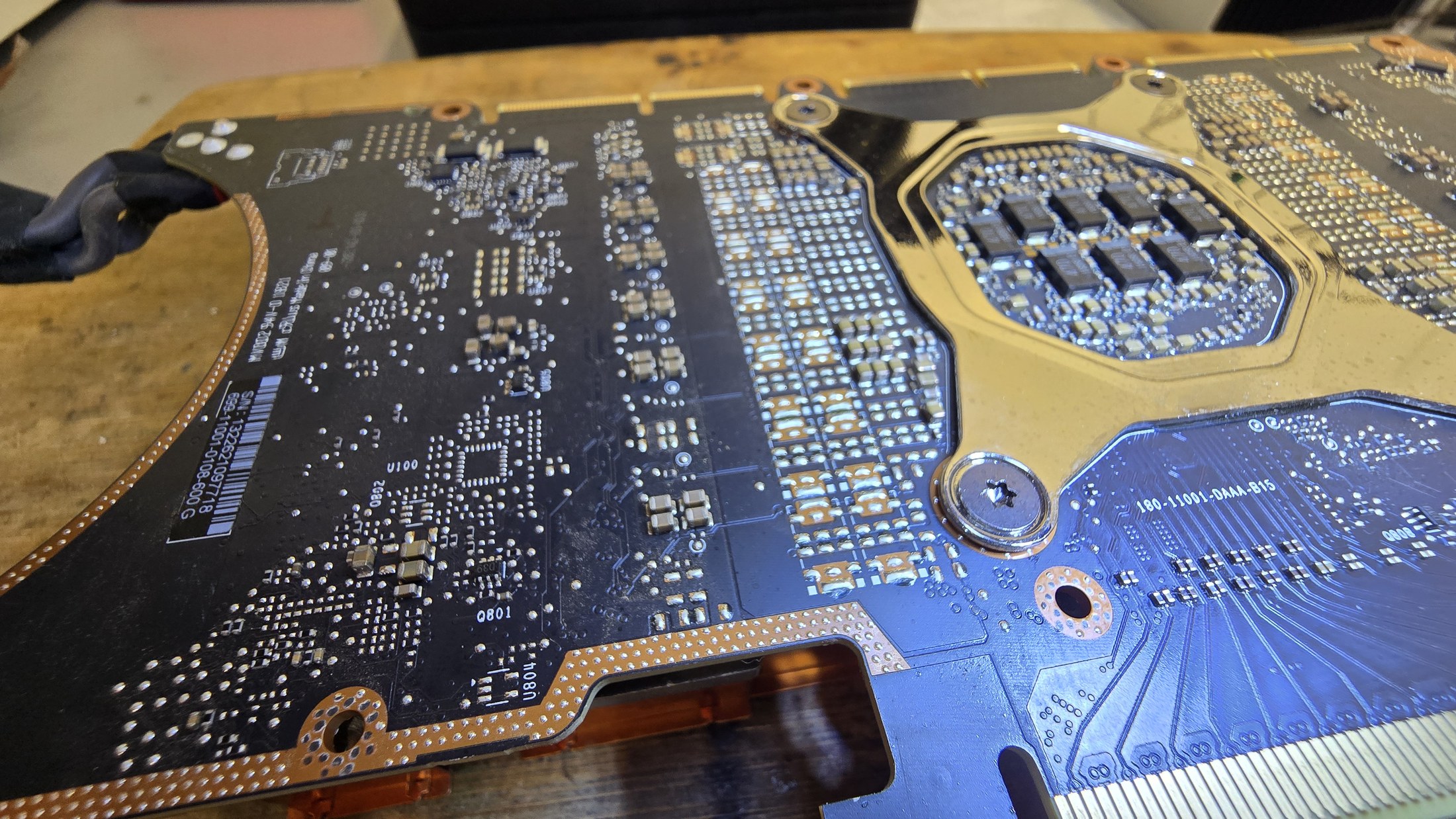 Wider view of the B15 card showing untouched unpopulated footprints