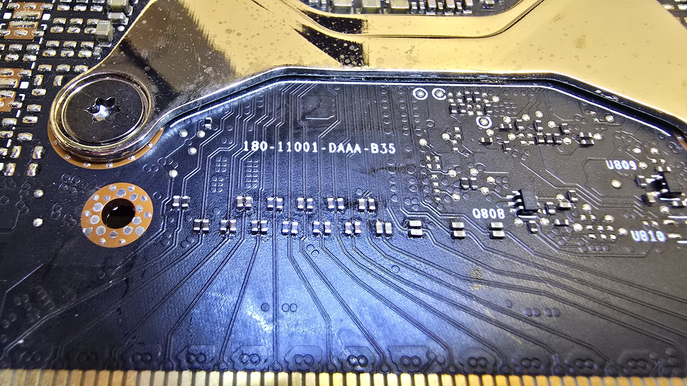 Populated AC-coupling capacitors on a 180-11001-DAAA-B35 board