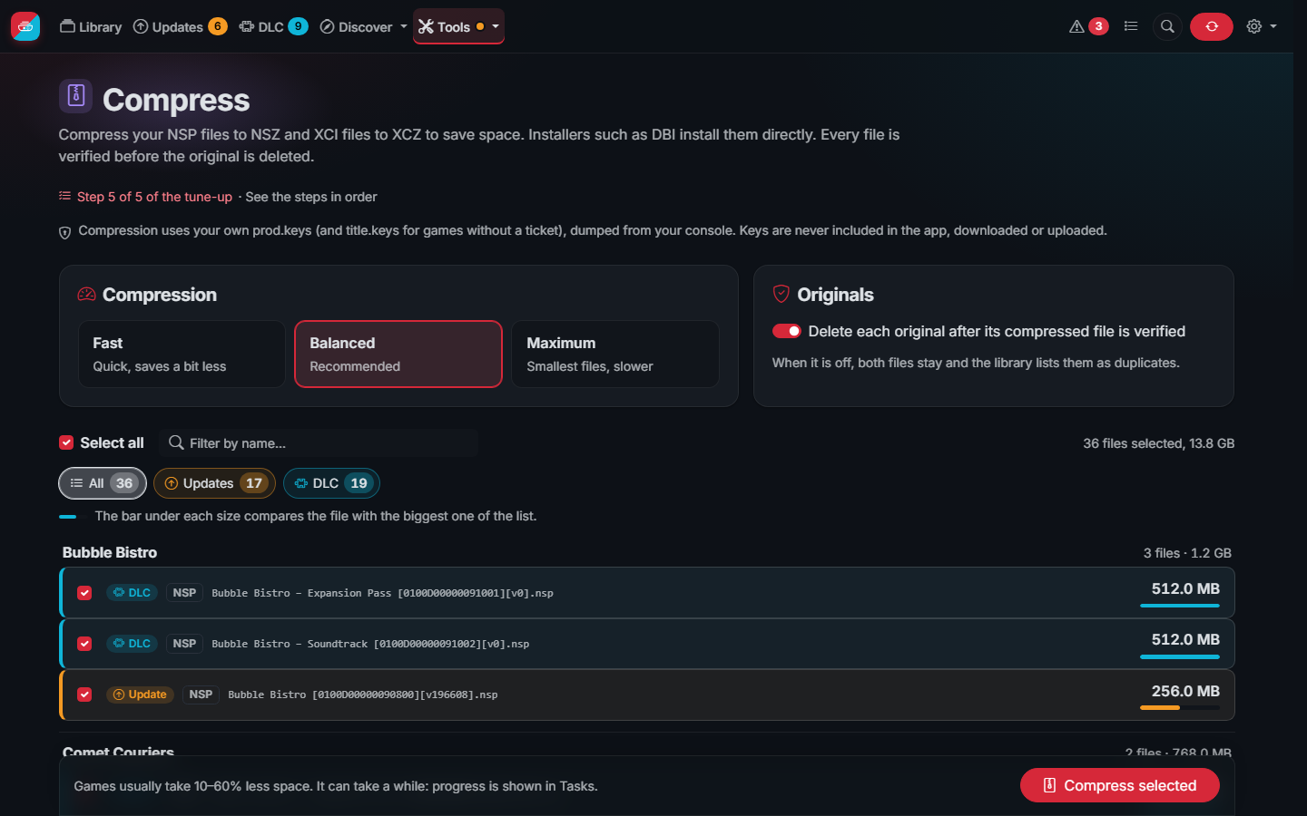 The Compress page