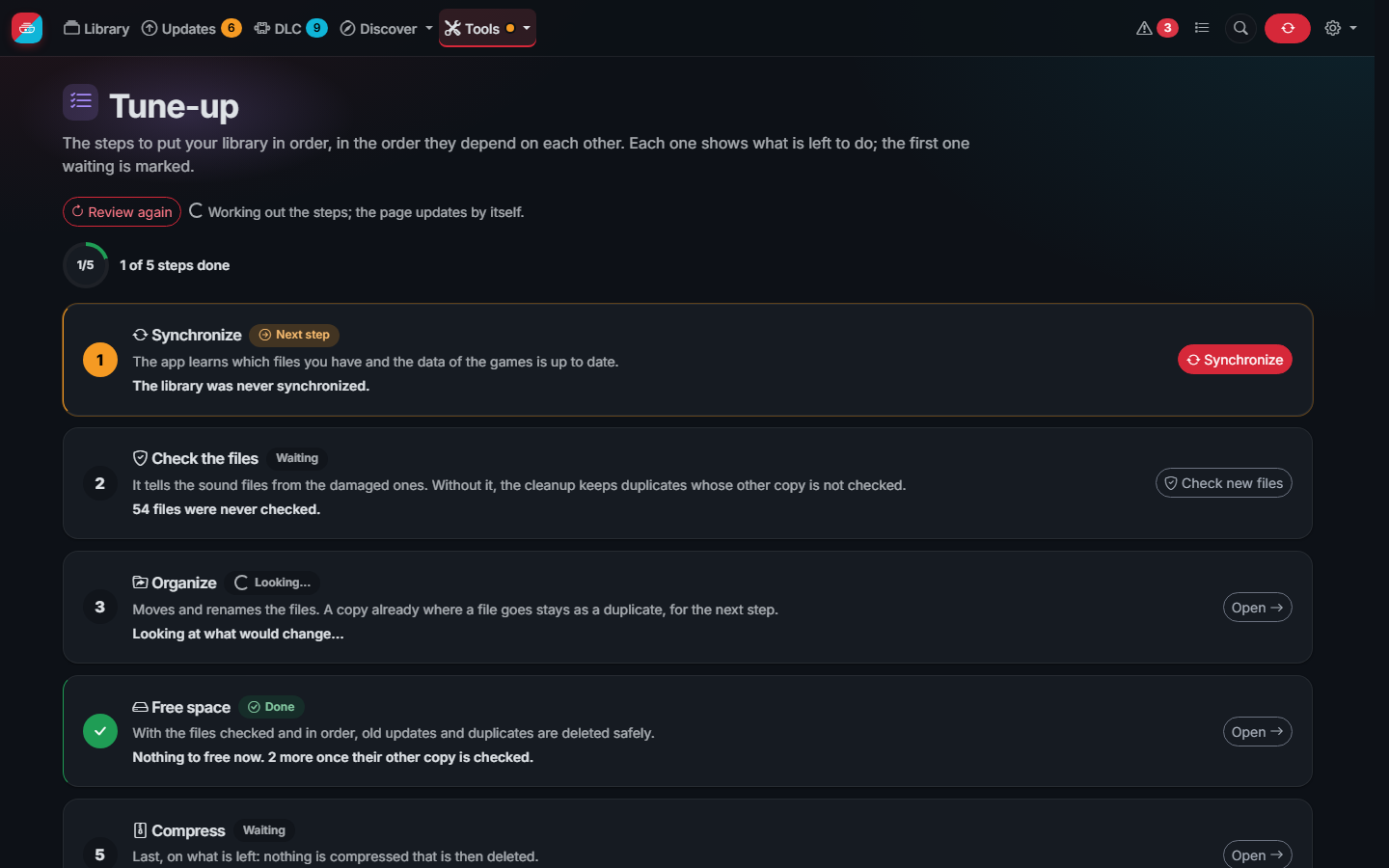 The Tune-up page