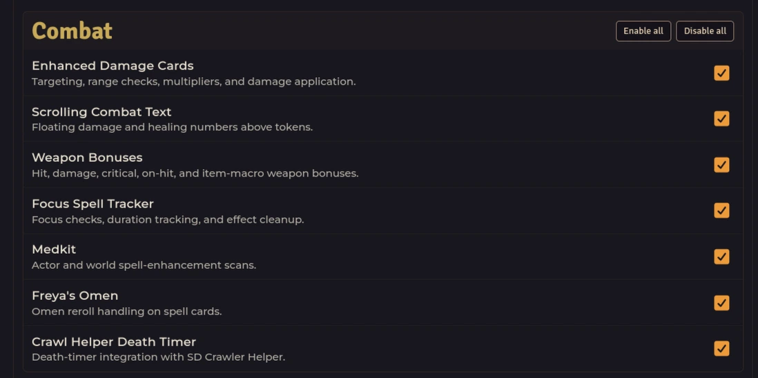 Combat — Enhanced Damage Cards through Crawl Helper Death Timer