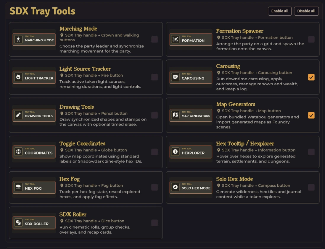 SDX Tray Tools — Marching Mode through SDX Roller