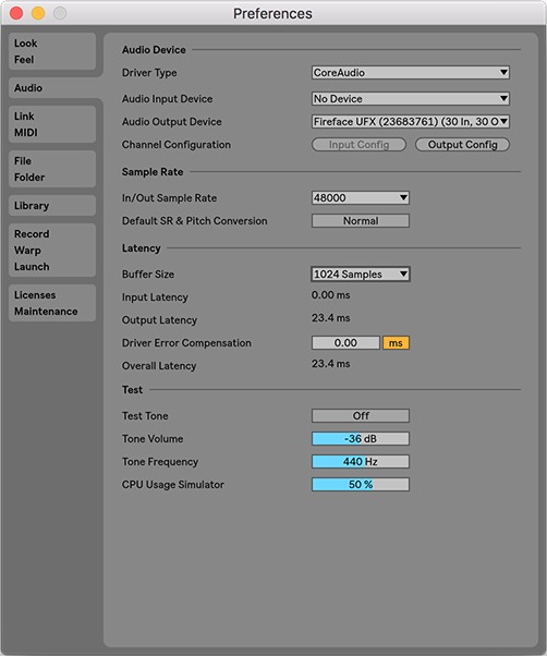 Ableton Audio Preferences