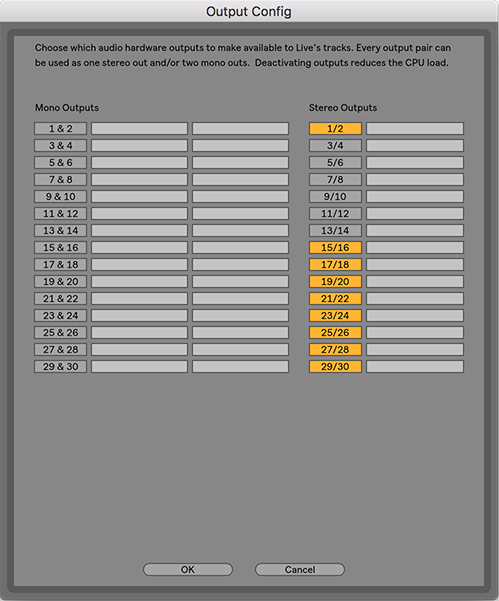 Ableton Output Config