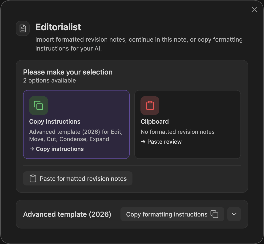 The review launcher: copy instructions, clipboard detection, and manual paste