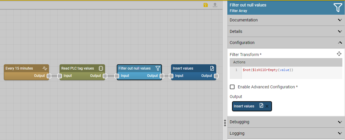 Filter Array node example usage