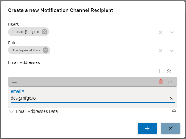 Adding notification channel recipients
