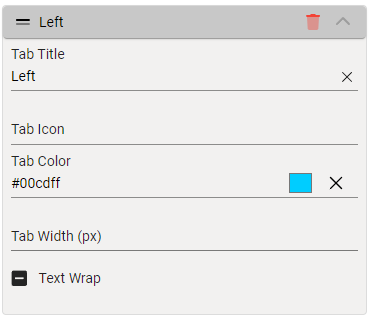 Individual tab configuration properties