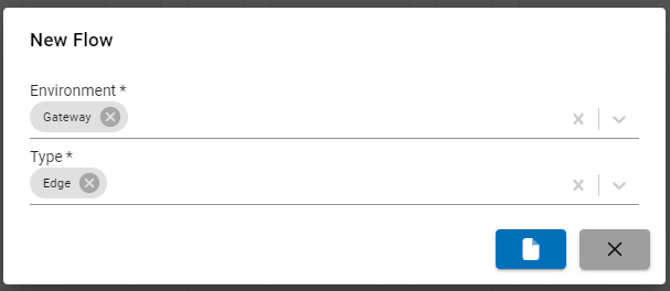 Select the Gateway environment and Edge flow type on the New Flow dialog