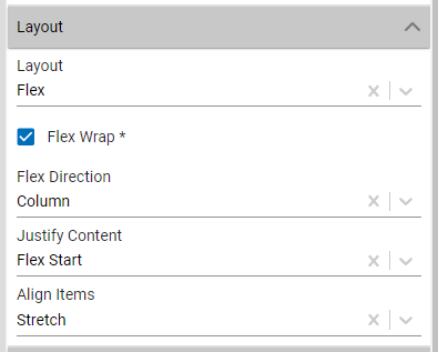 Flex layout configuration options