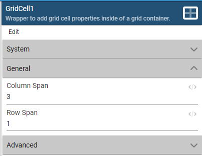 Grid Cell element configuration options