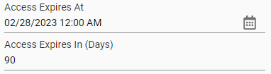 User access expiration configuration fields