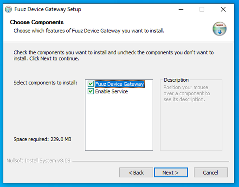 Installer allows configuration of the Gateway during installation