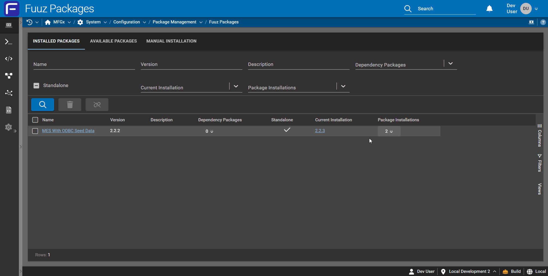 Package installation logs and tasks for updated packages.