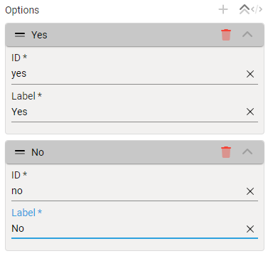 Configuring a static list of options is easy on the Options input.