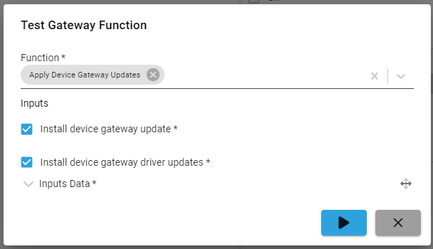 Selecting whether to install gateway updates, driver updates, or both