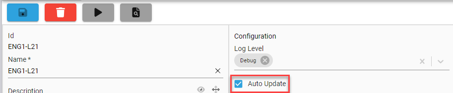 Auto Update option in the Edge Gateways form in Fuuz.