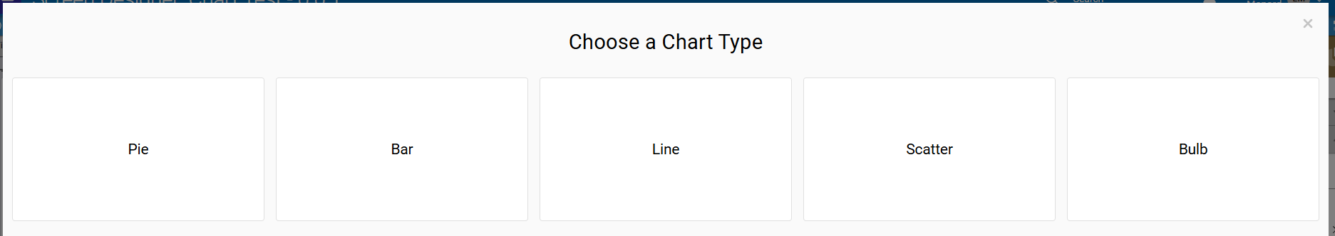 The first wizard screen, asking what chart type to build