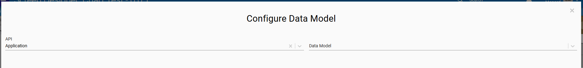 The second wizard screen, asking what data model to use for the chart data