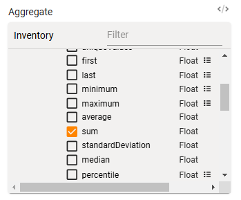 The sum operator selected