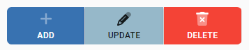 Add, Update, and Delete buttons placed in a Button Group