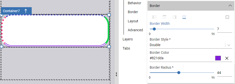 A container with different borders configured for each edge
