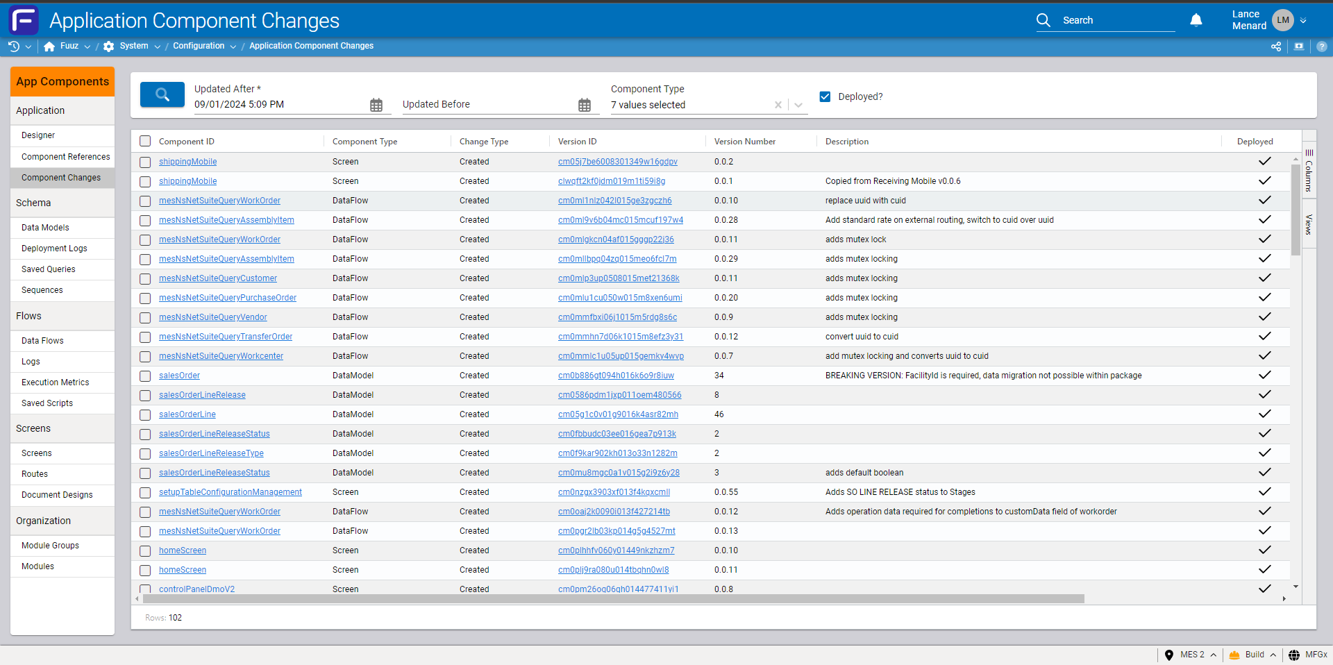 Application Element Changes