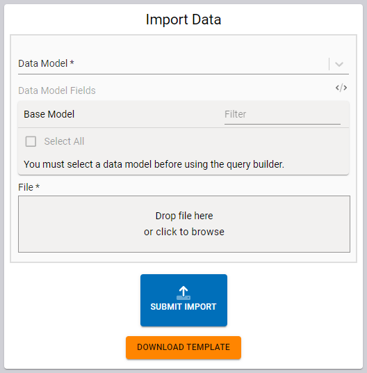 Simplified Import Data screen