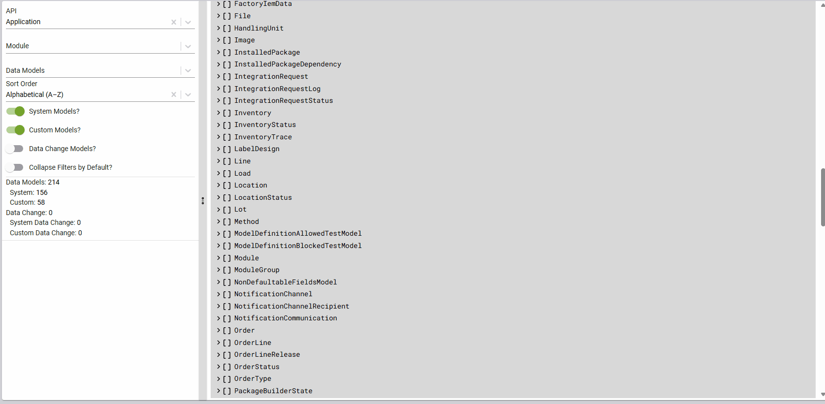 Looking at inventory and locations in the API tree data browser