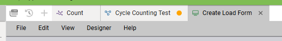 Application designer tab bar