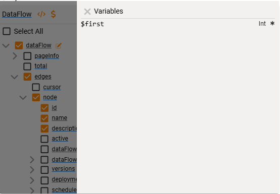 Variables panel