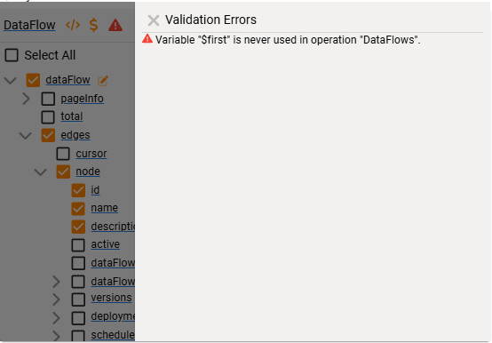 Validation Errors panel