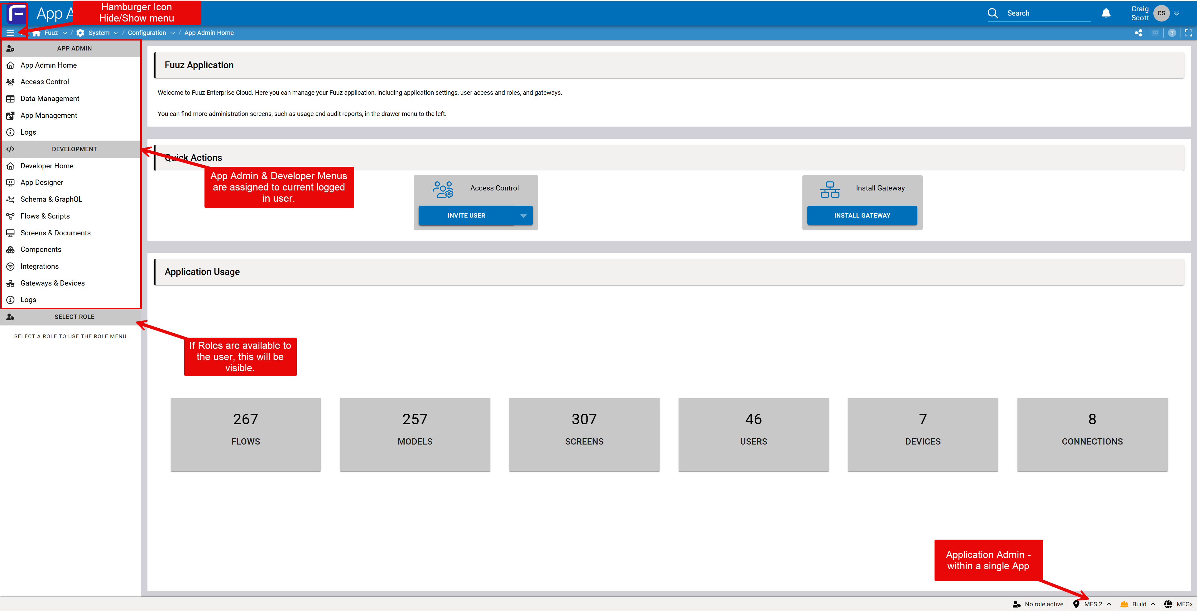 Menus by access type