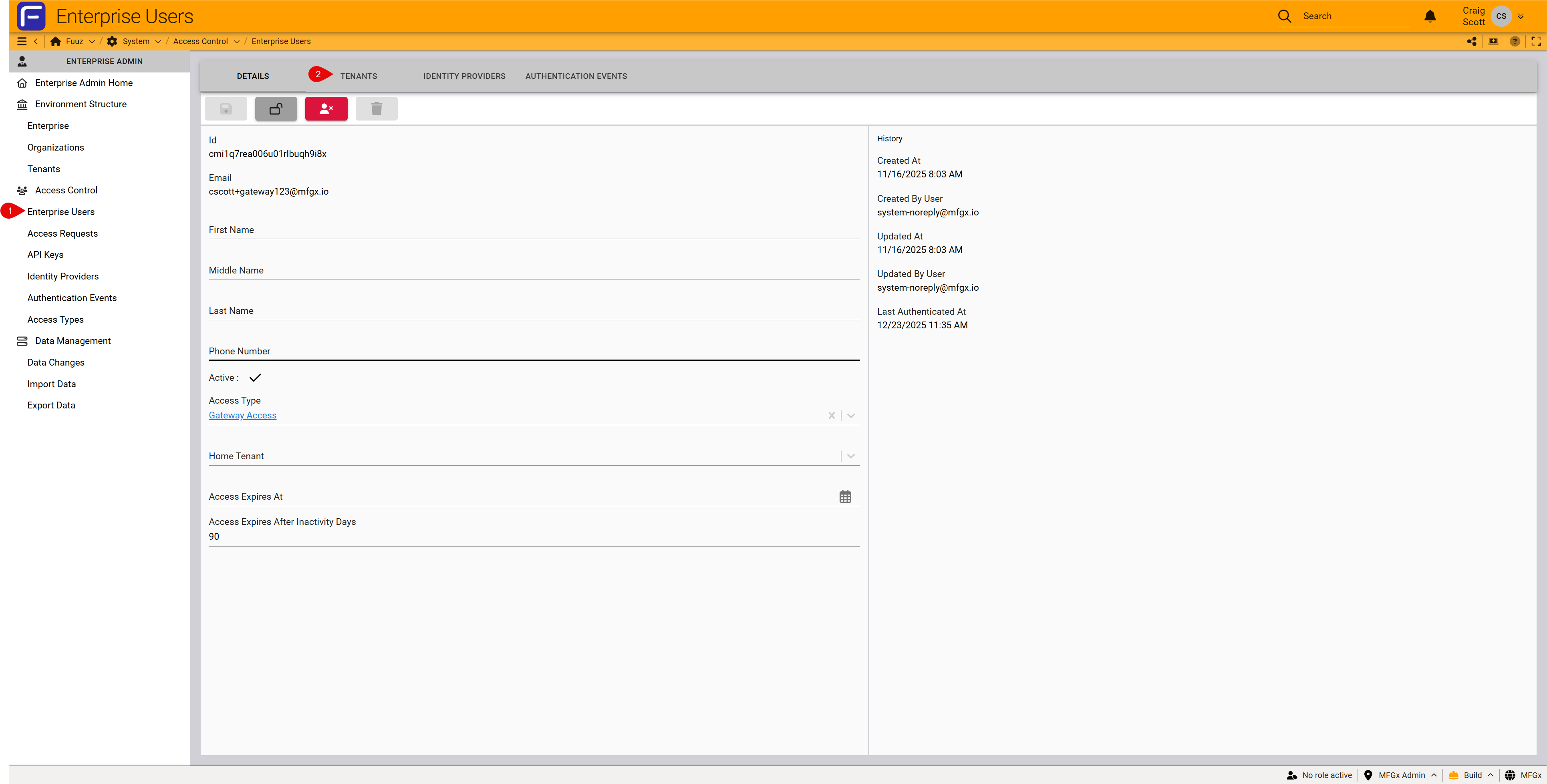 Enterprise Users list