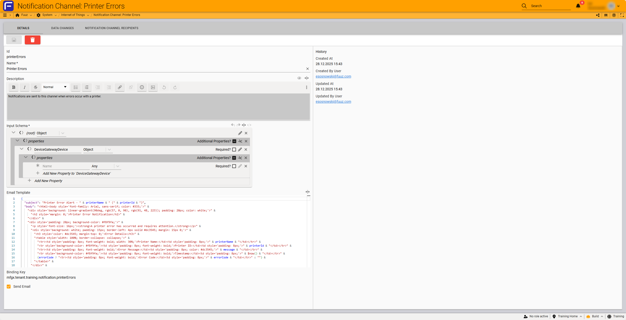 Channel detail tabs