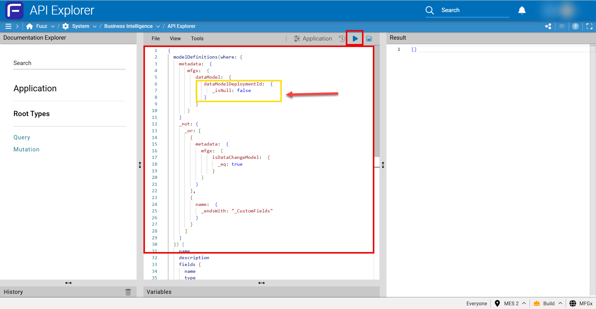 Query editor showing the boilerplate to be replaced
