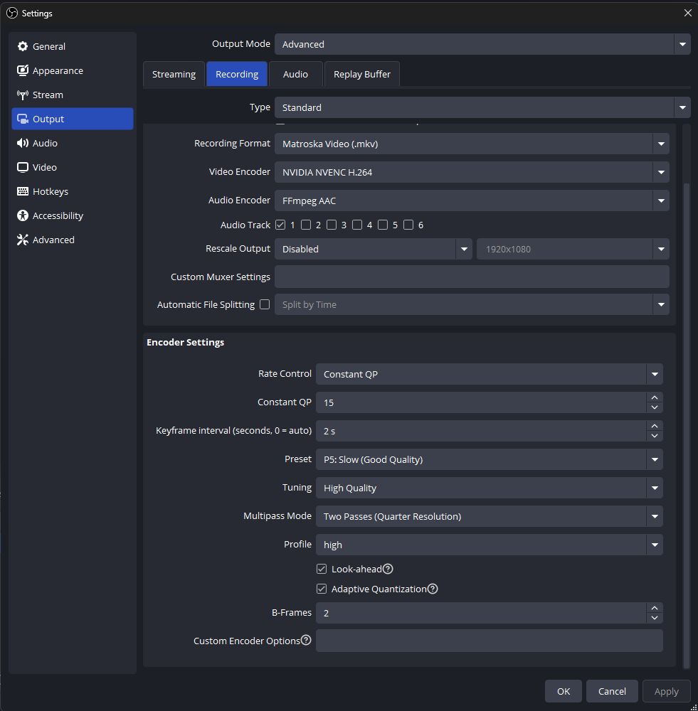 OBS settings